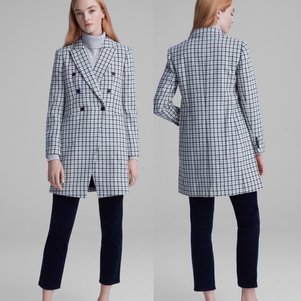 Club Monaco Helini Coat Size m Medium EUC beige navy blue